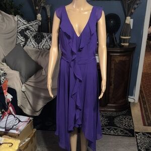 Purple Asymmetrical Sundress with Plunge Neckline